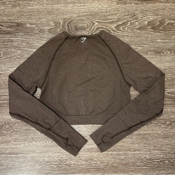 Gymshark Vital Seamless 2.0 Crop Top Brown Marl Mesh - Women’s Size L - Picture 2 of 4